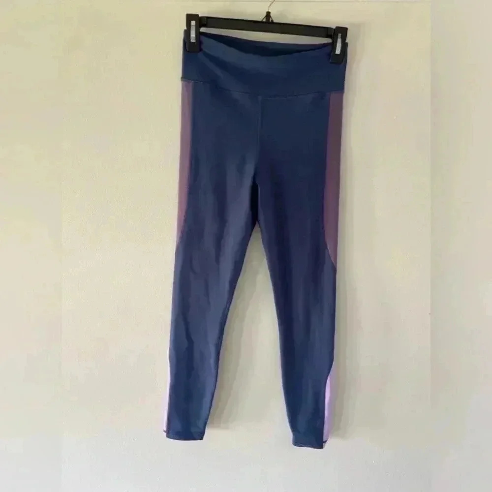 Calme By Johnny Was Color Blocked Leggings blue/lavender- S‎